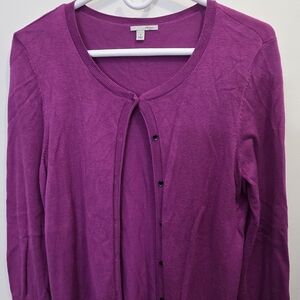Halogen Magenta Button-Front Cardigan Sweater